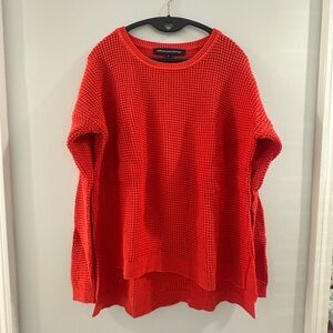 Cozy Red Knit Waffle Sweater